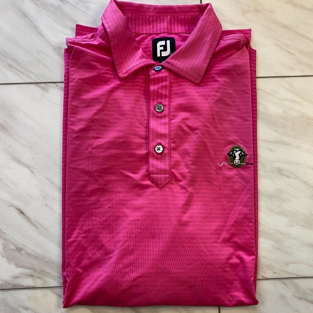 FootJoy Performance Golf Polo Bright Red Striped Stonewall XL